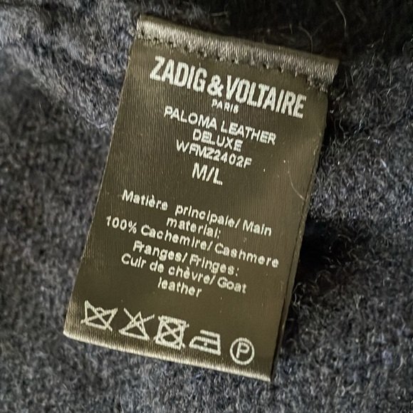 Zadig & Voltaire Paloma 100% Cashmere and Goat Leather Open Front Cardigan - Picture 9 of 13